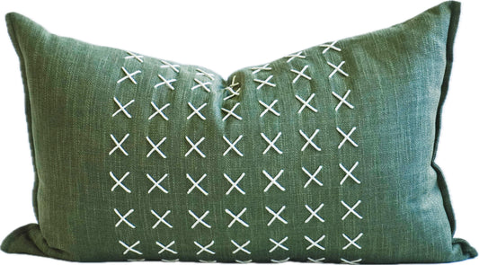 White stitched Bead Studio Cushion