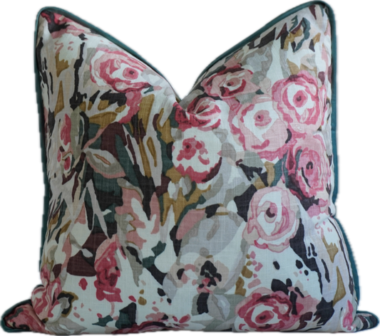 Floral with Duck Eye Velvet Scatter Cushion