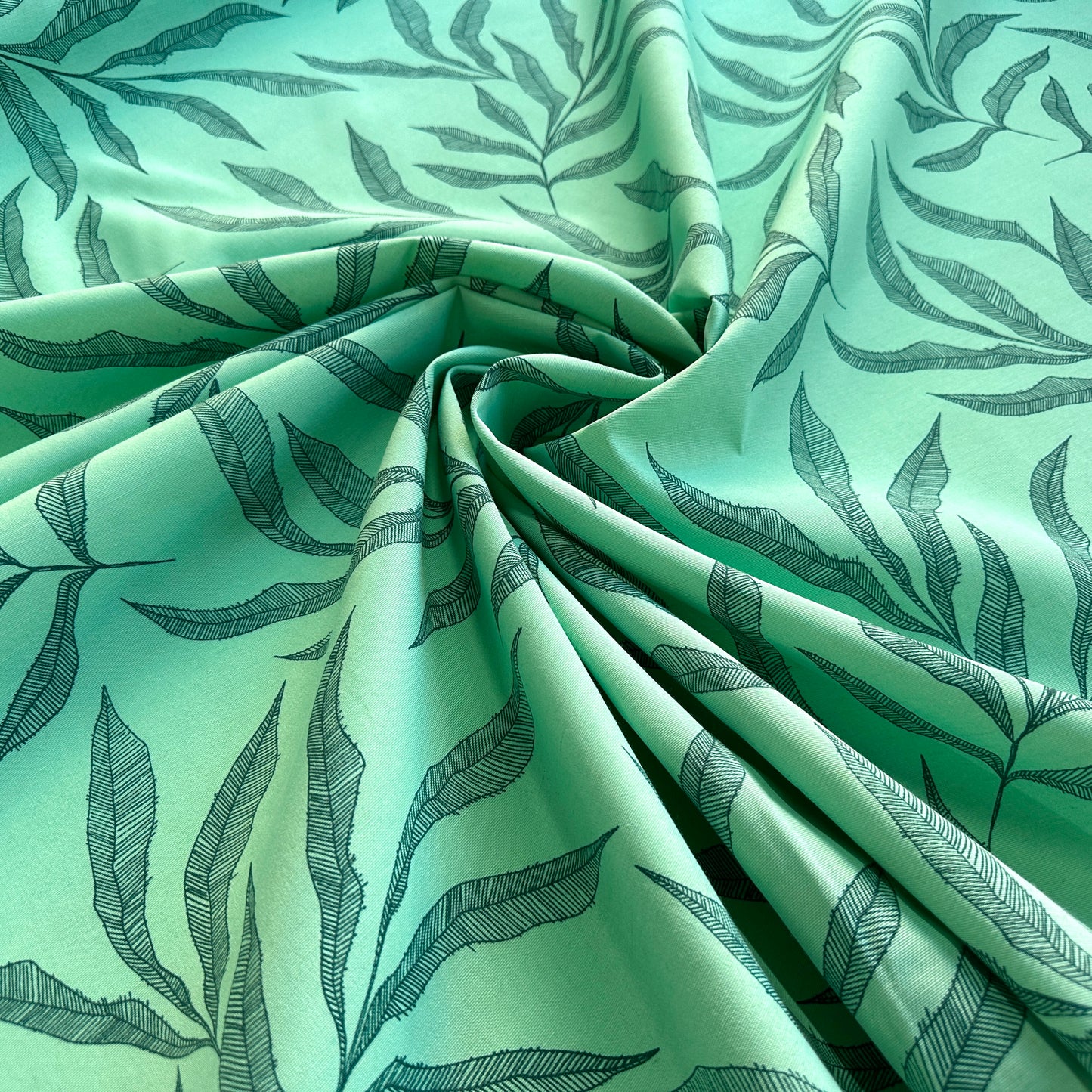 Teal Leaf Fabric