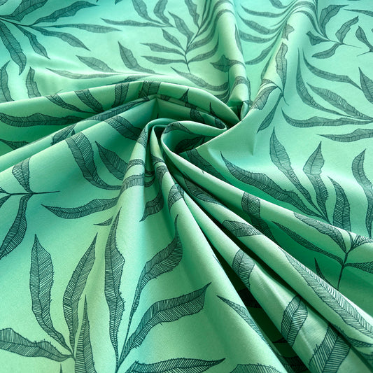 Teal Leaf Fabric