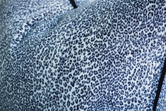Grey Velvet Leopard Print Scatter Cushion