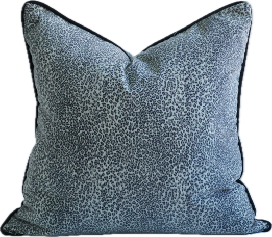Grey Velvet Leopard Print Scatter Cushion